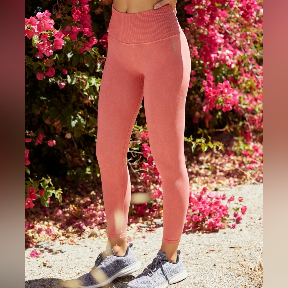 FP Movement by Free People High-Waist Seamless Leggings in Coral Pink